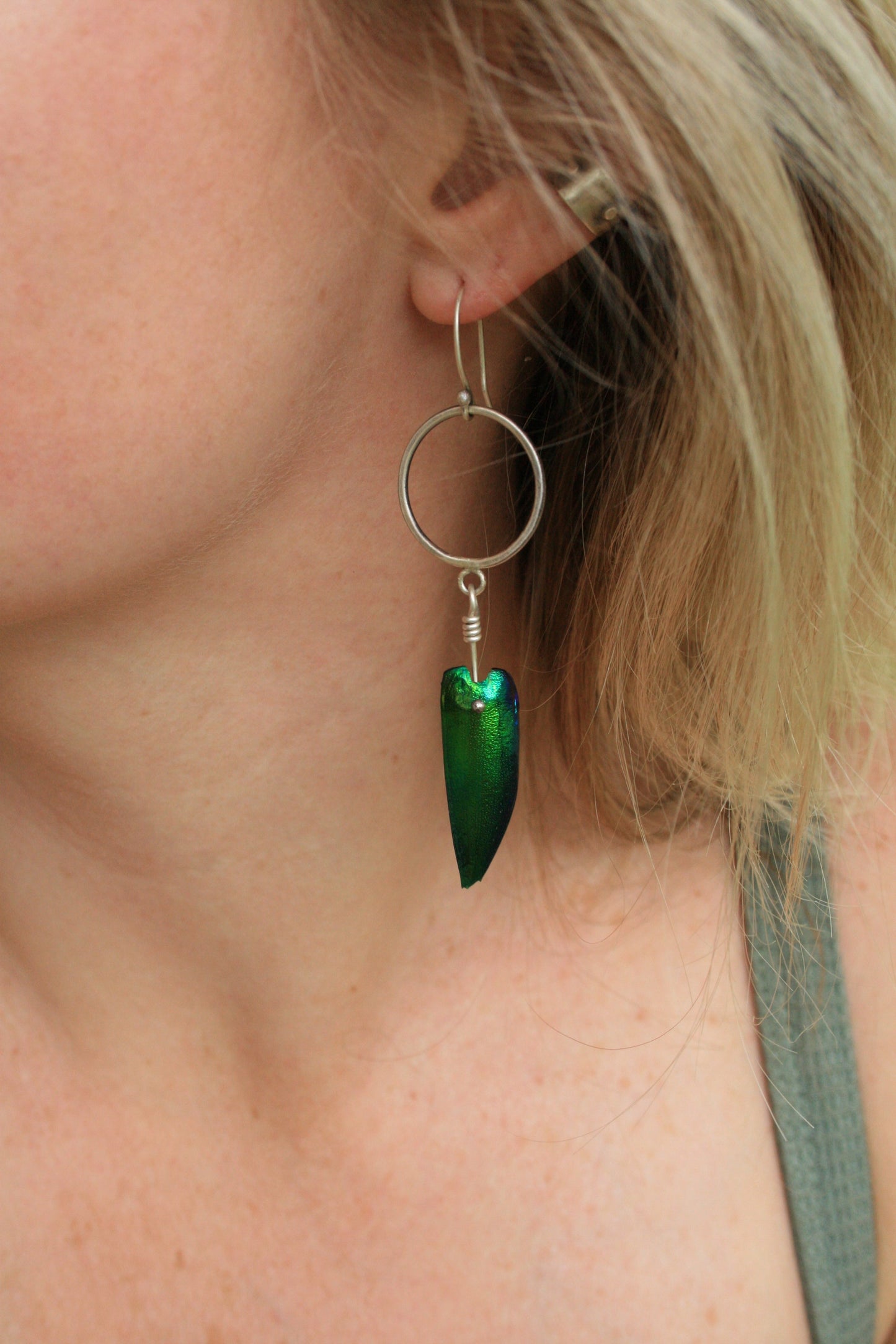 Jewel Beetle Wing Earrings