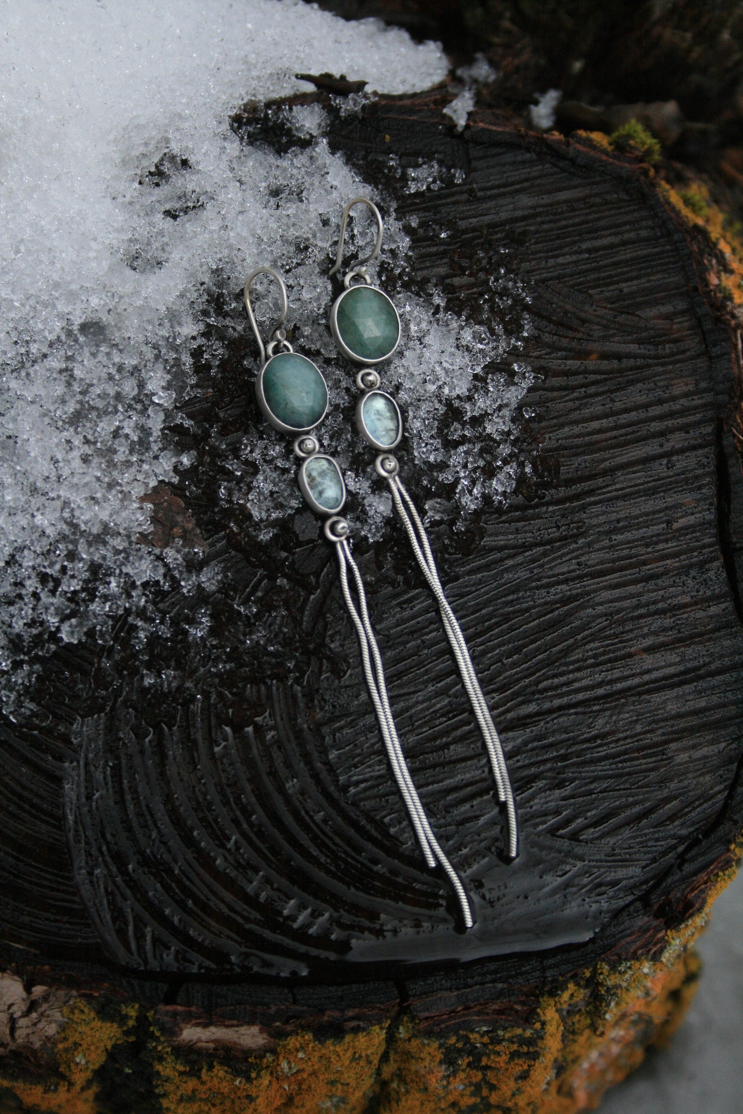 Emerald + Aquamarine Earrings