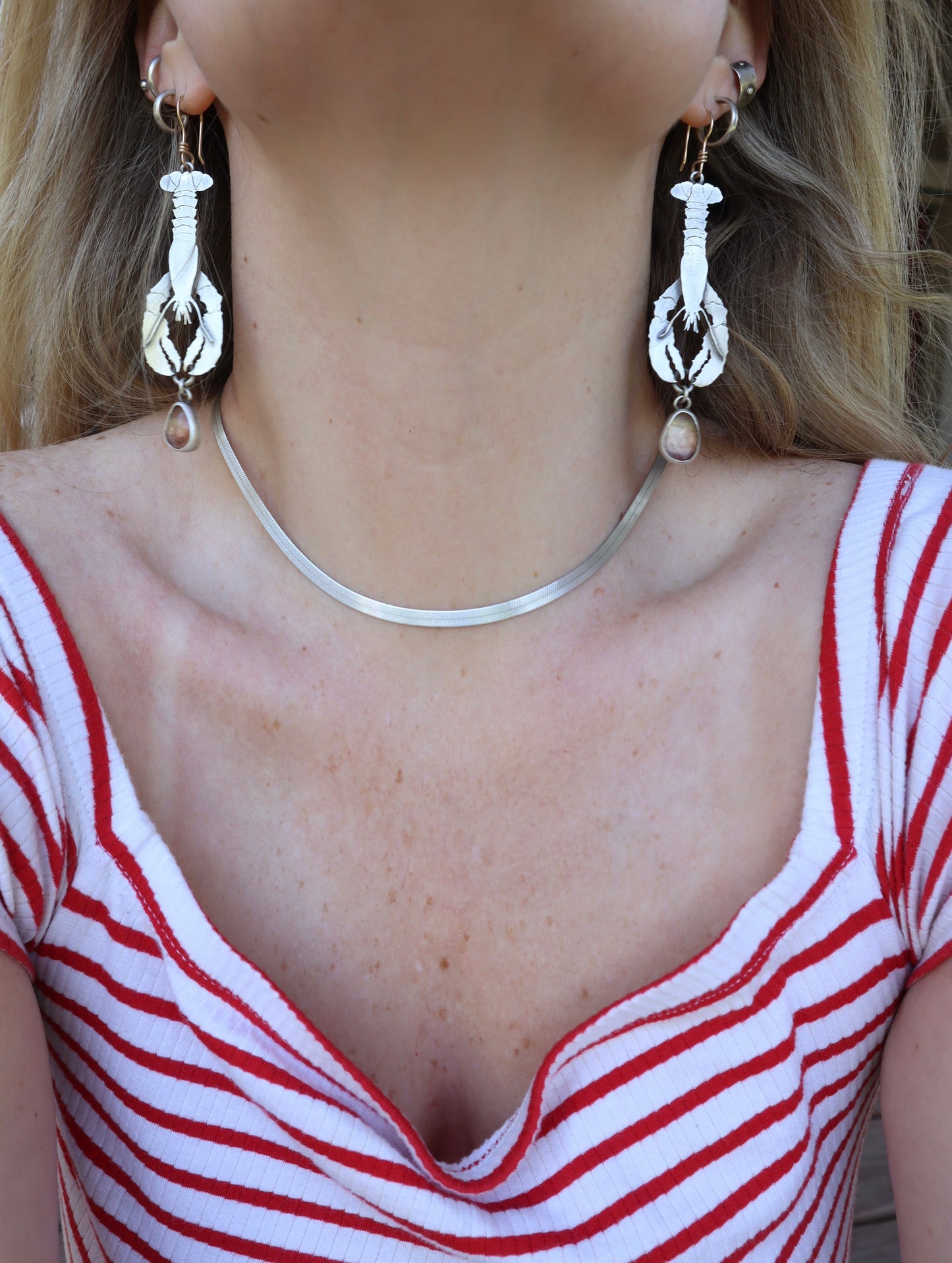 Lobster + Quartz Earrings