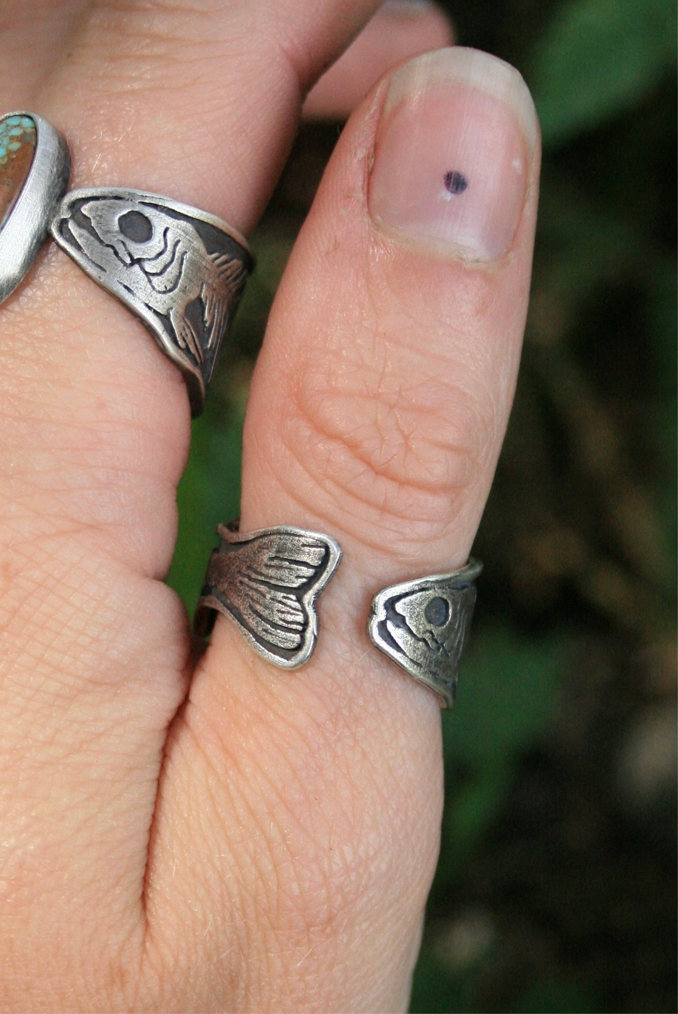 BRONZE Set of 3 Fish Fossil Rings