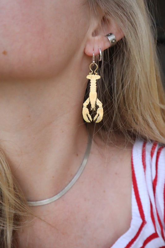 Lobster Earrings - Bronze