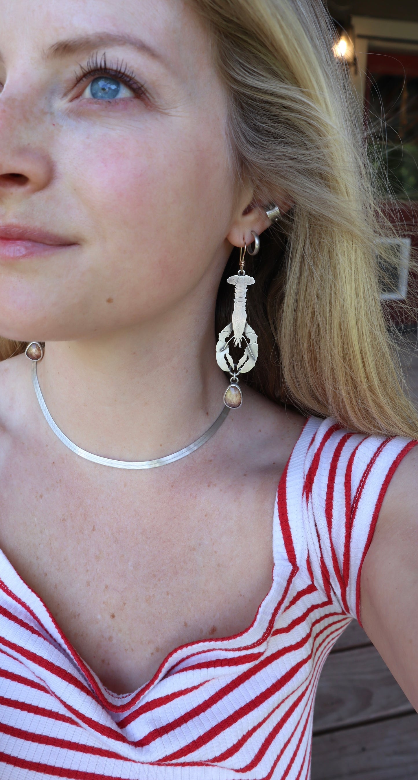 Lobster + Quartz Earrings