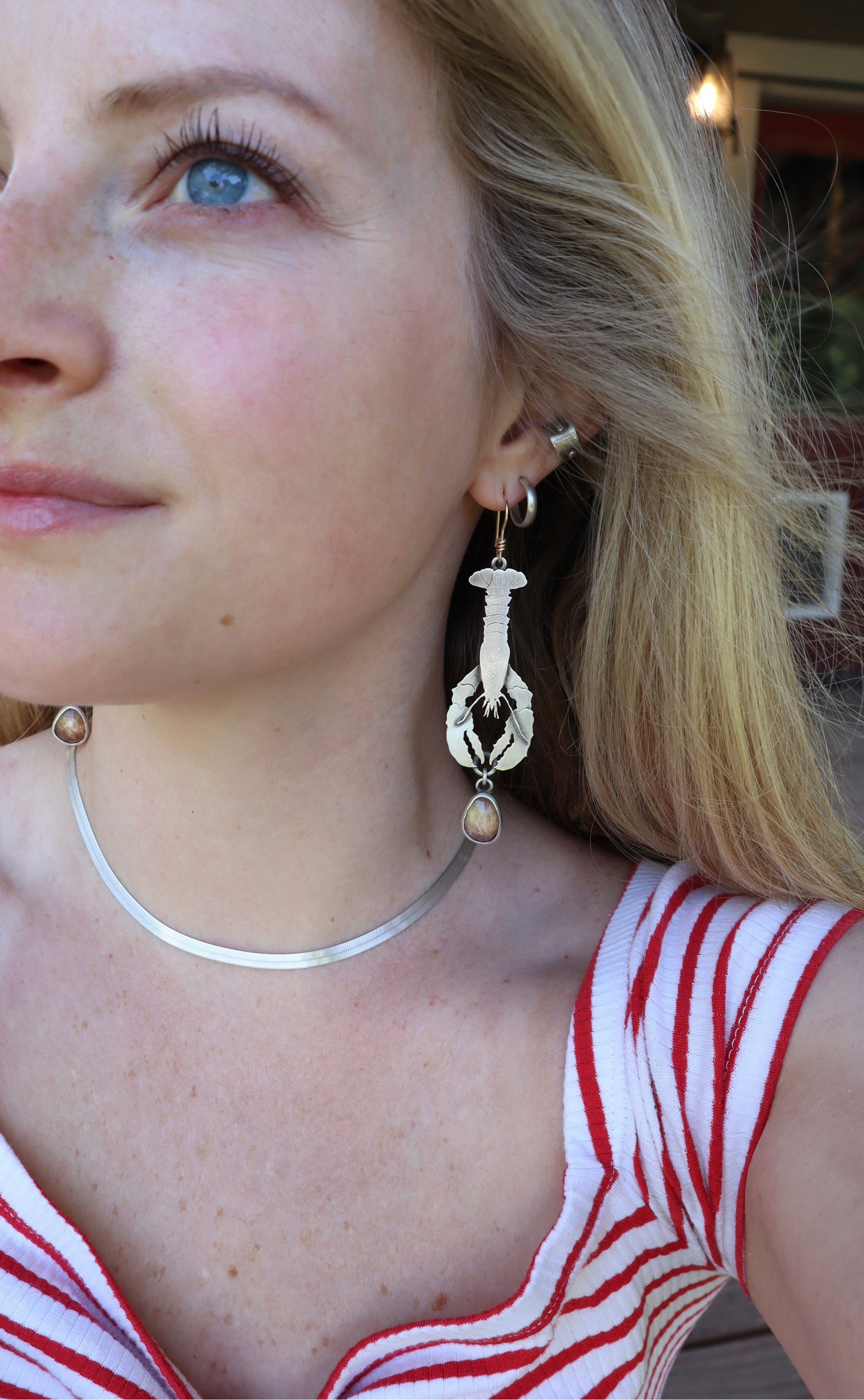 Lobster + Quartz Earrings