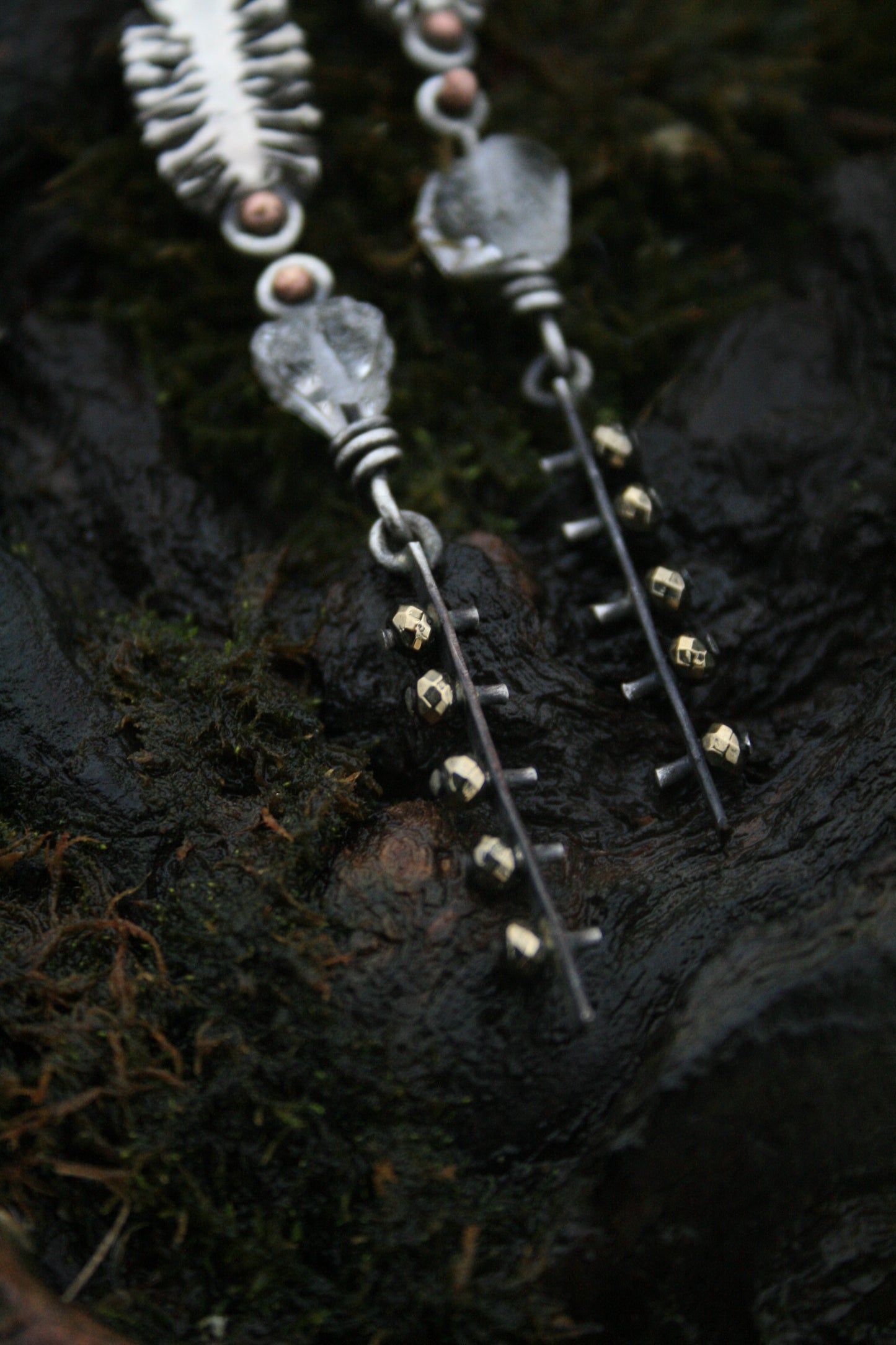 Pinecone + Herkimer Diamond Earrings