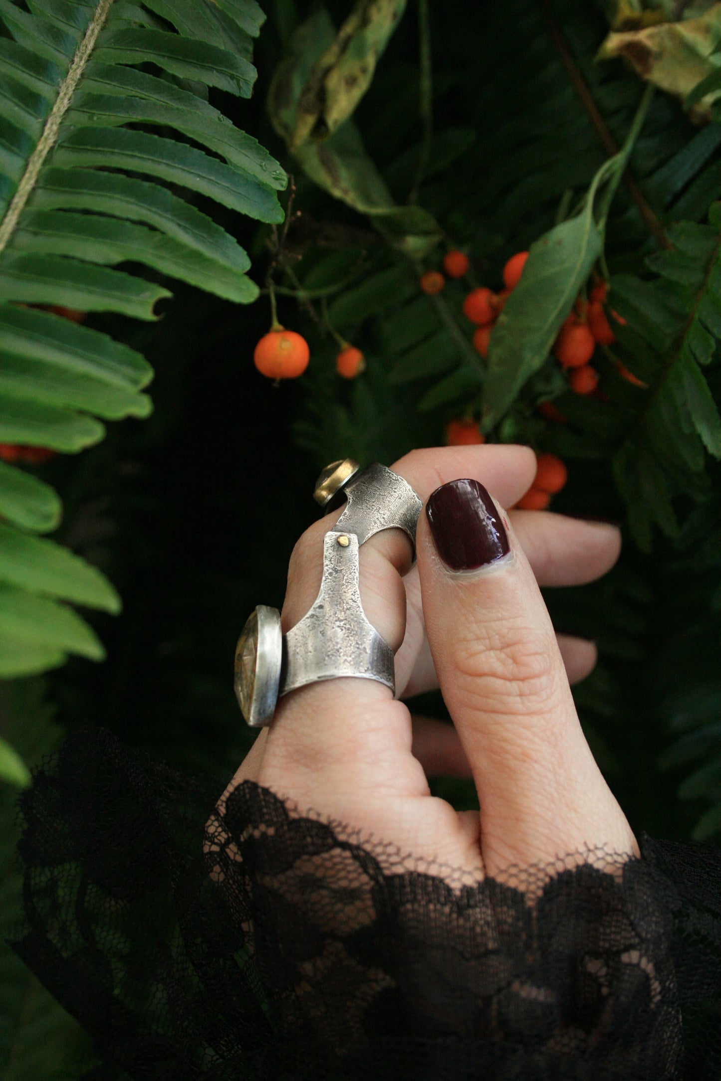 Rutilated Quartz Knuckle Ring