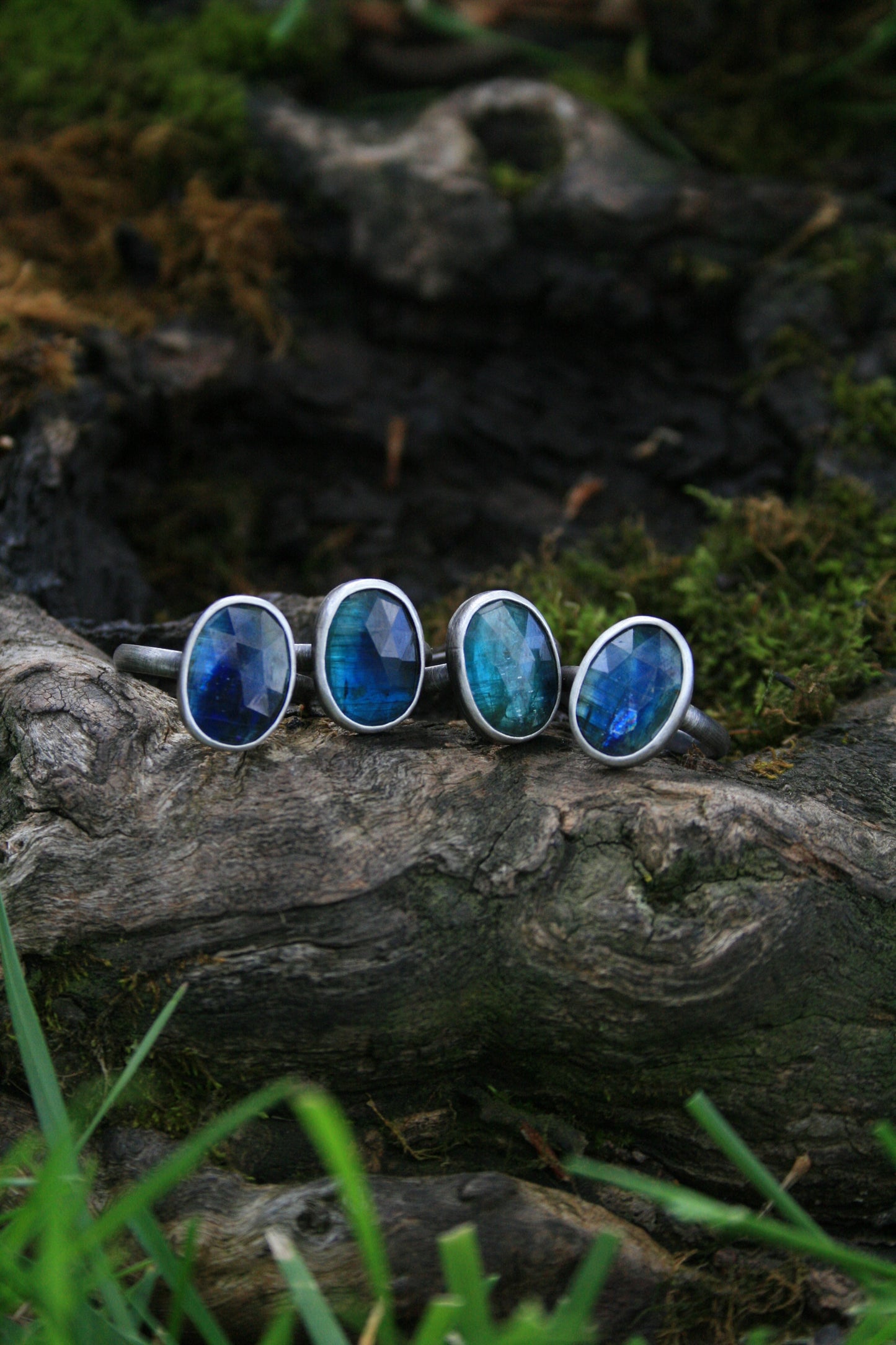 Kyanite Forest Rings