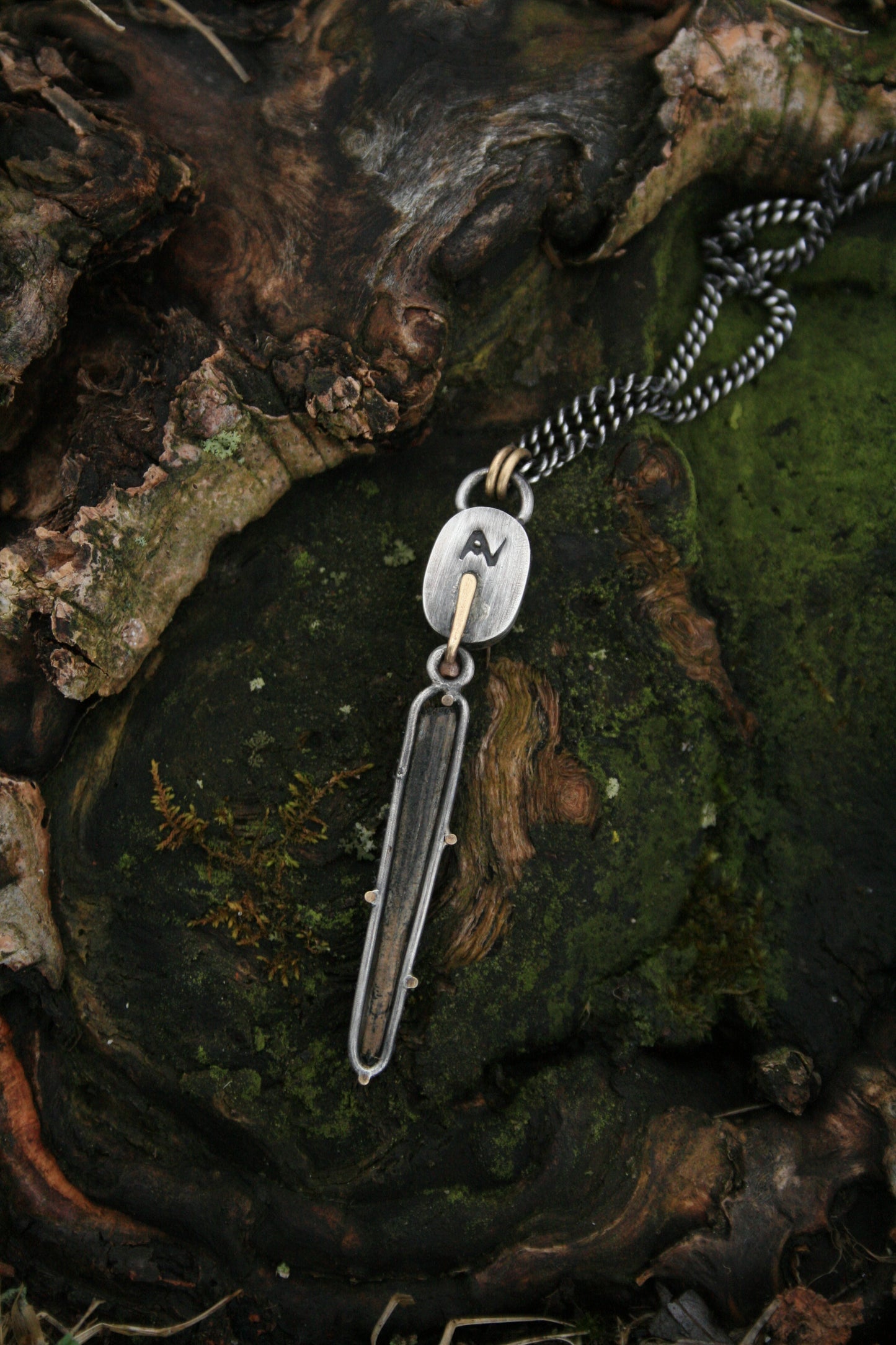 Sting Ray Fossil + Aquamarine Necklace