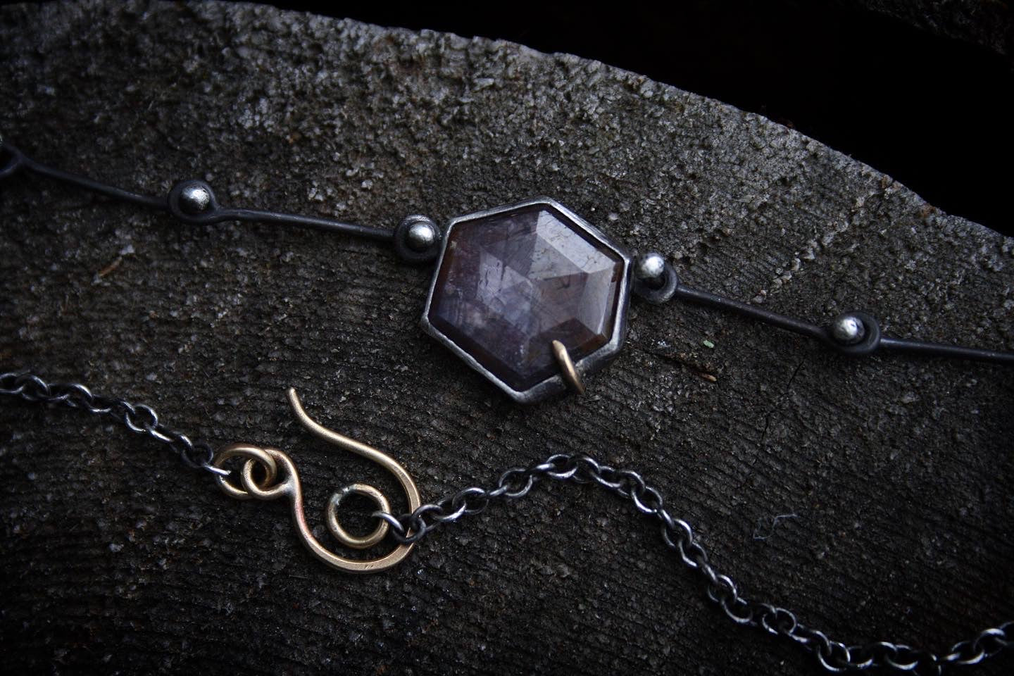 Sapphire Hex Necklace // 15.5” chain