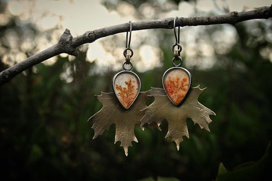 Sugar Maple + Dendritic Agate Earrings
