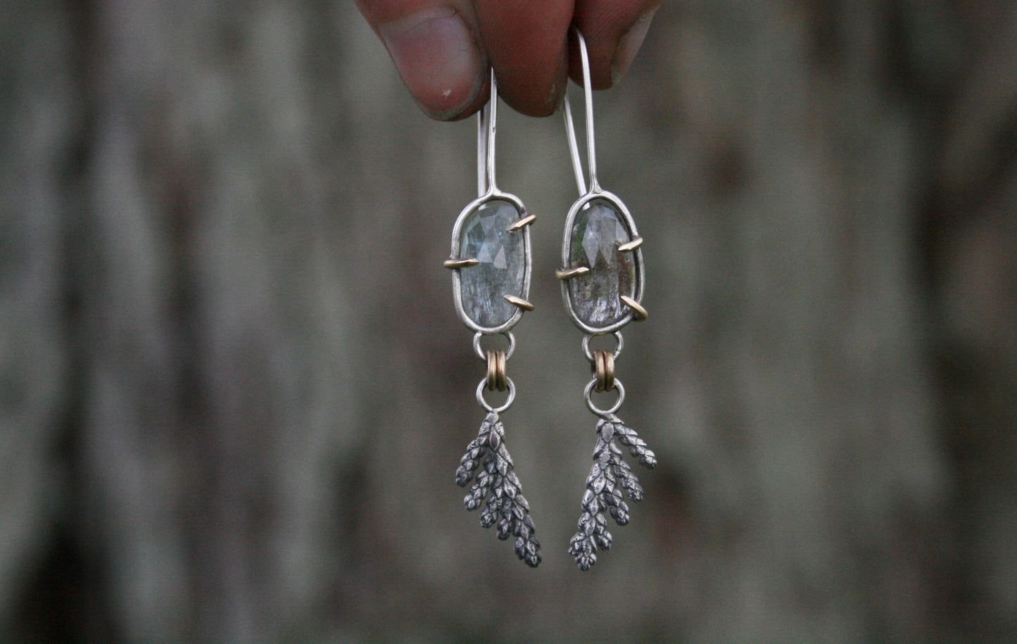 Moss Aquamarine + Cast Evergreen Dangles