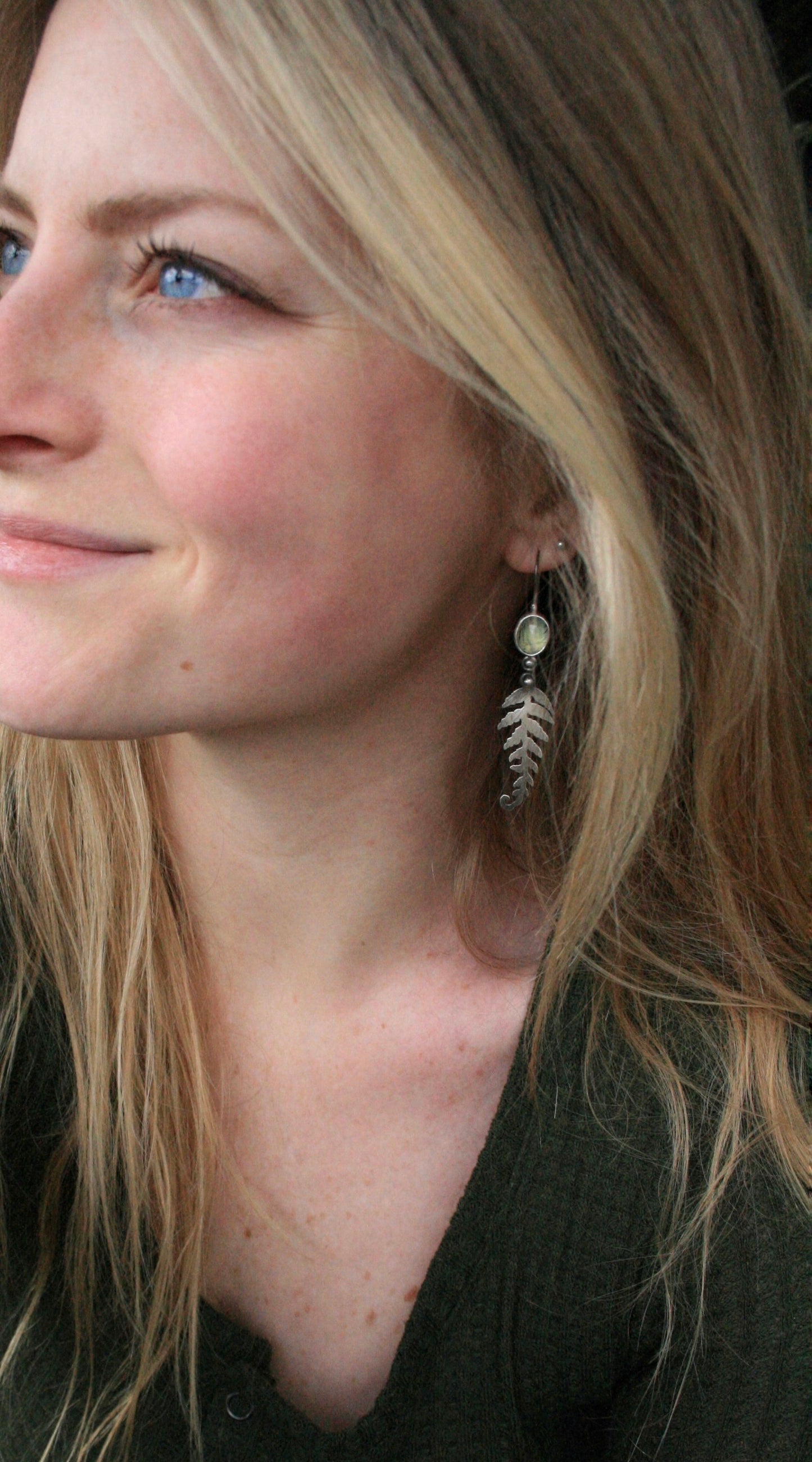 Prehnite + Fern Earrings