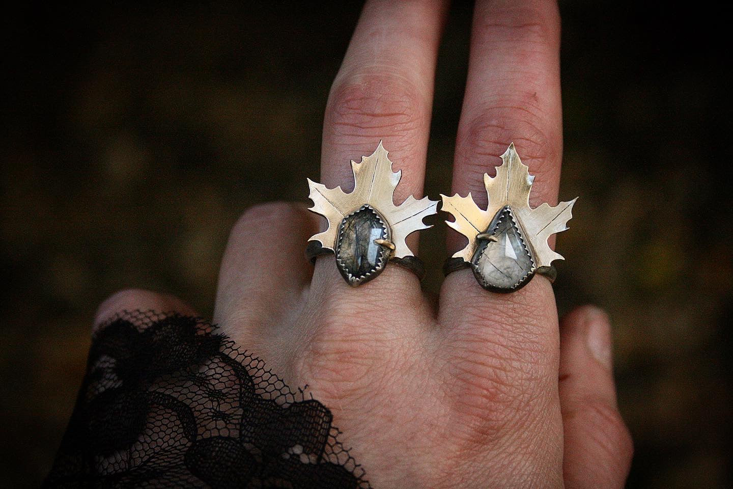 Quartz + Maple Leaf Rings