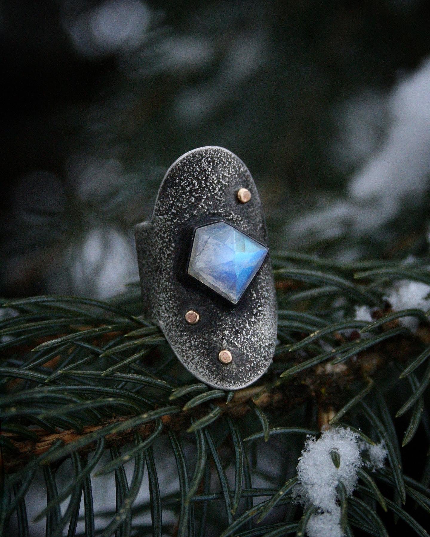 Moonstone Shield Ring // Fits 6.5-7