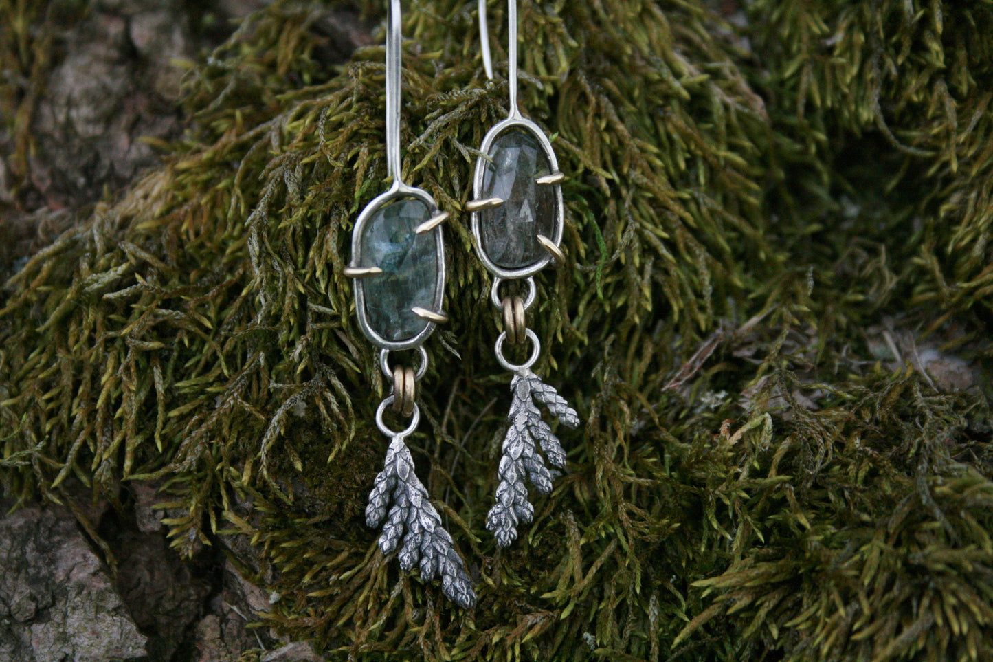 Moss Aquamarine + Cast Evergreen Dangles