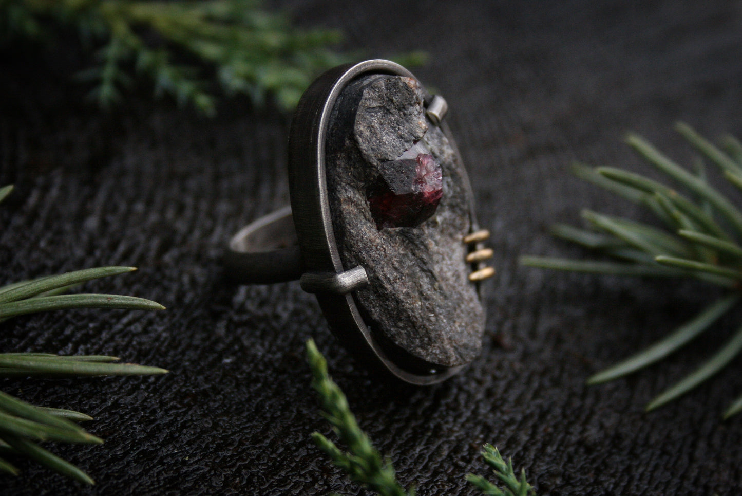 Raw Alaskan Garnet Ring // Size 6.5