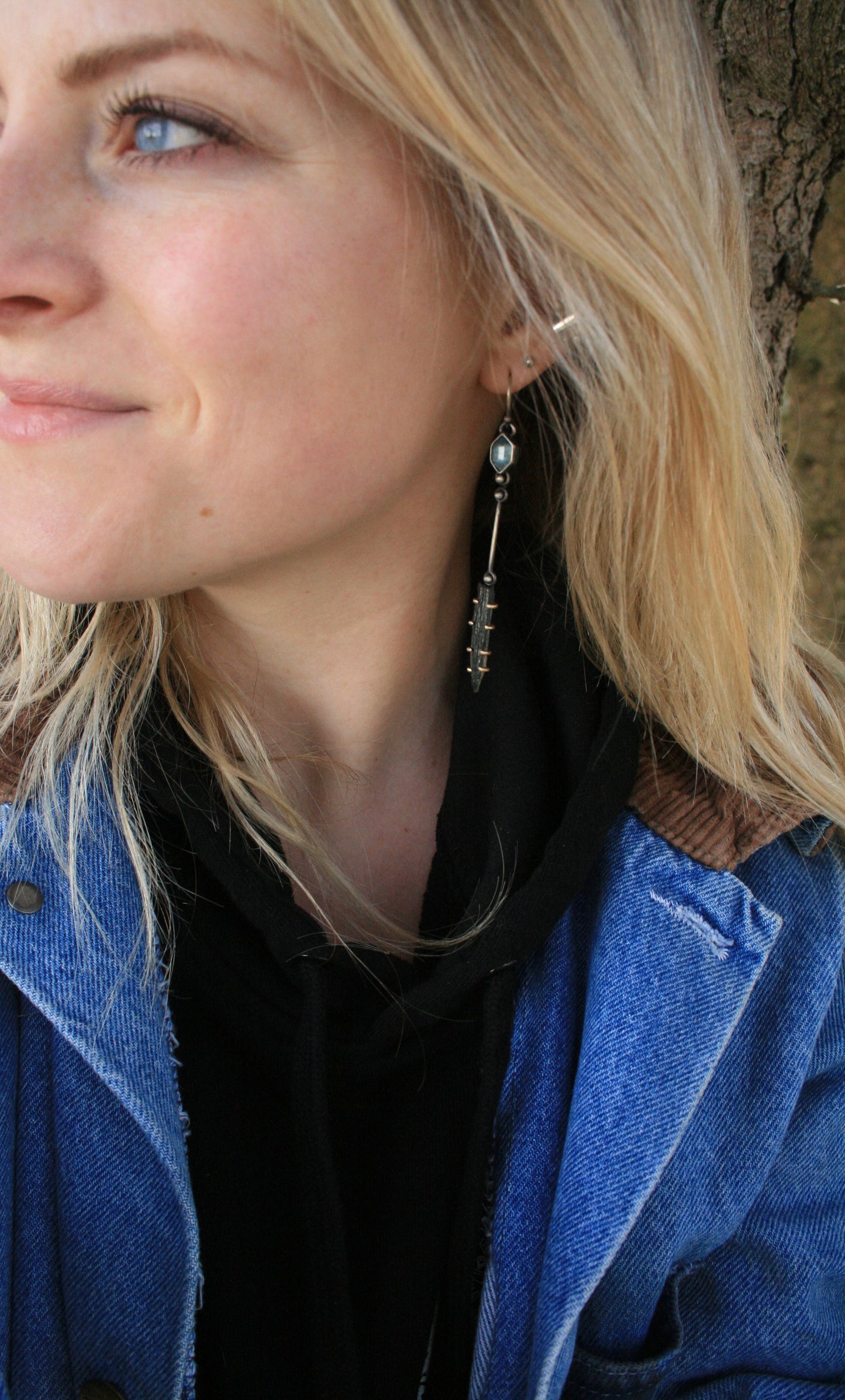 Sting Ray + Aquamarine Earrings