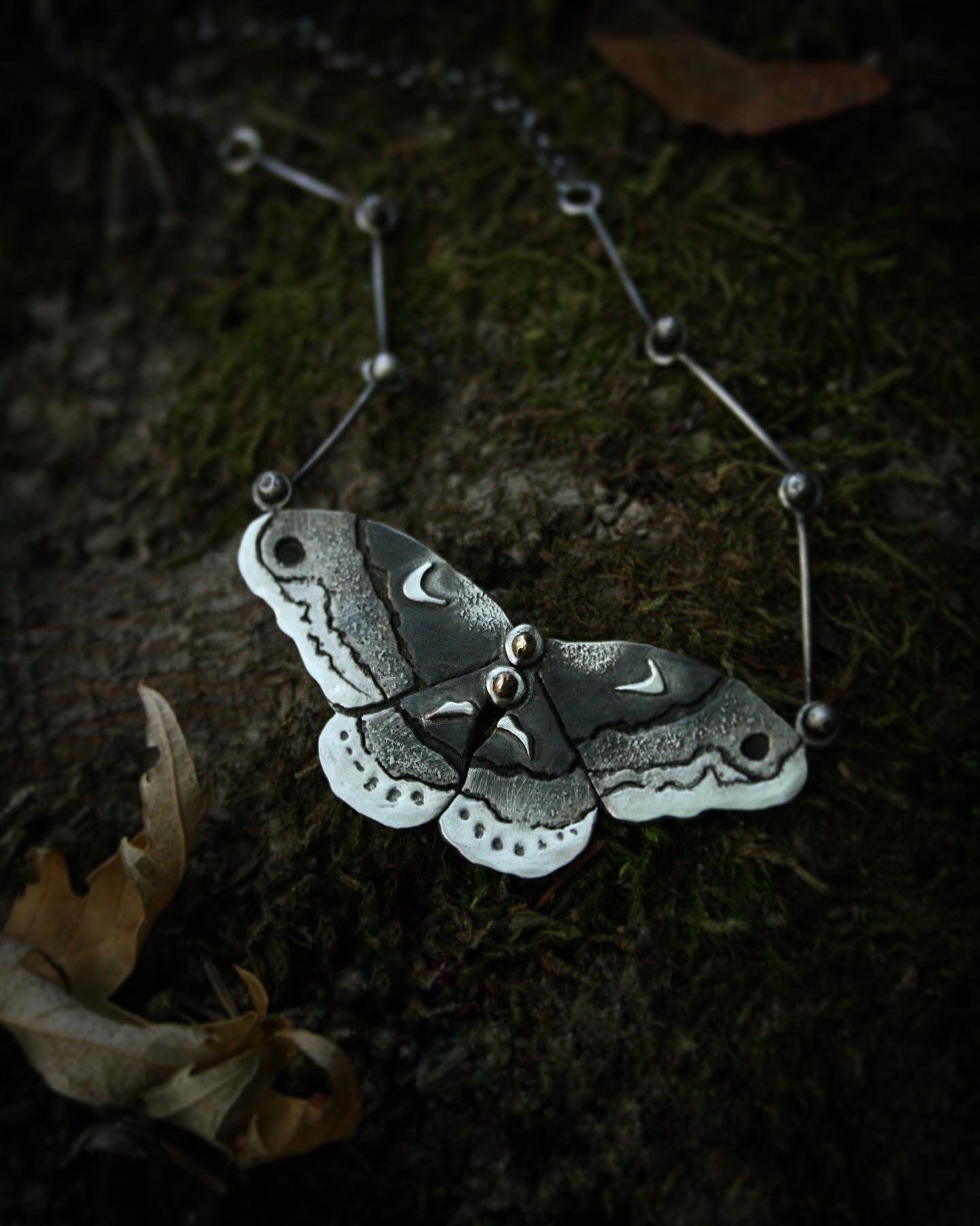 Promethea Moth Necklace / 16”-18” chain