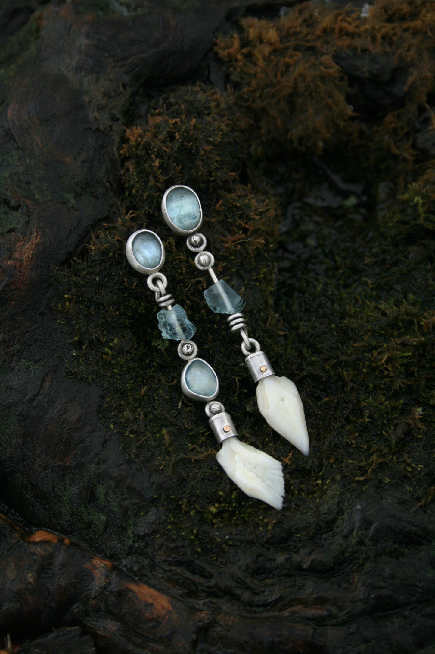 Fish Scale + Aquamarine Studs