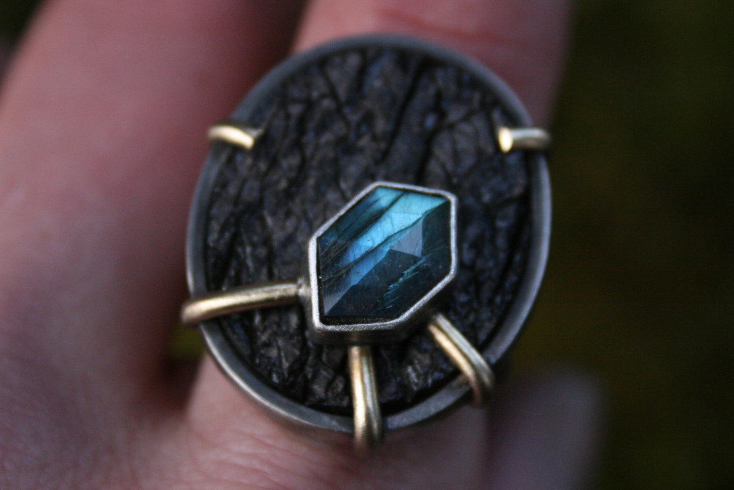 Obsidian + Labradorite Ring // Size 7.5-7.75
