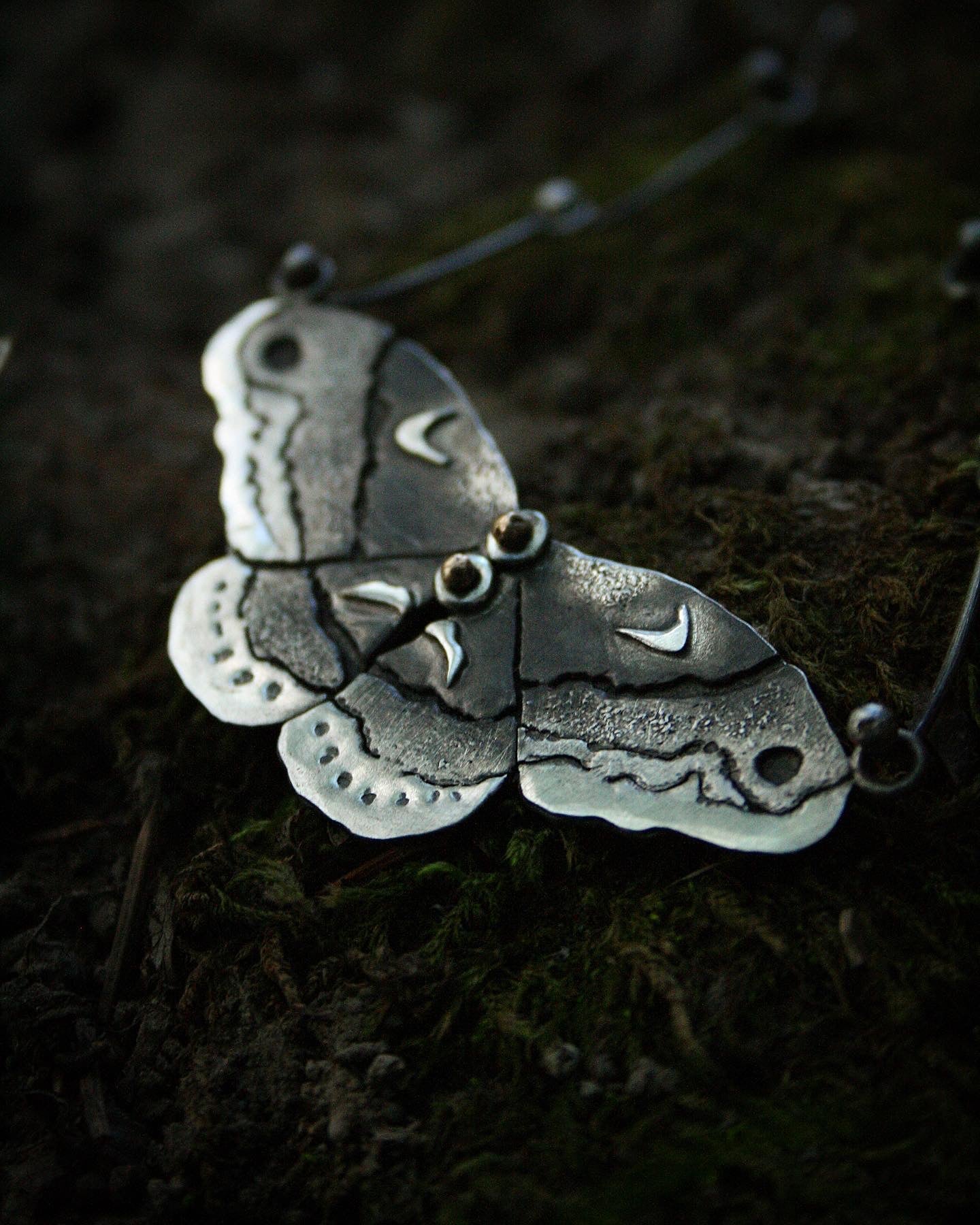 Promethea Moth Necklace / 16”-18” chain