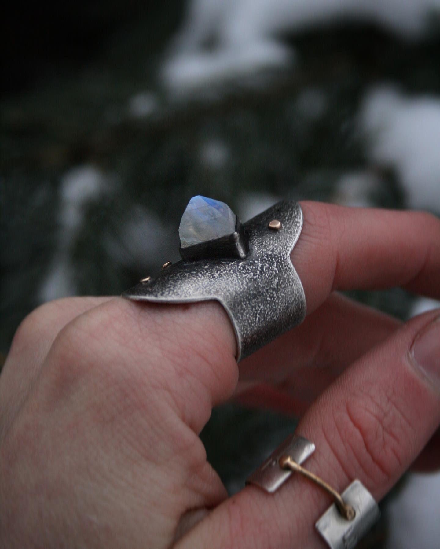 Moonstone Shield Ring // Fits 6.5-7