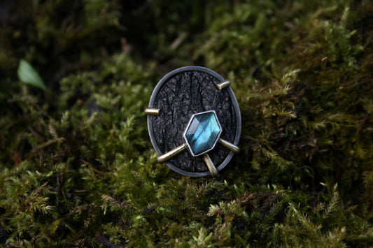 Obsidian + Labradorite Ring // Size 7.5-7.75