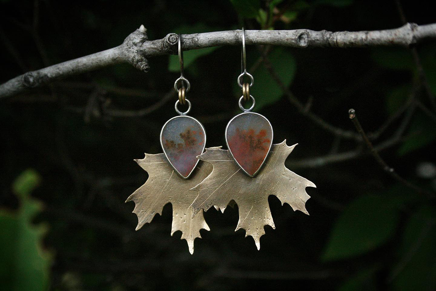 Sugar Maple + Dendritic Agate Earrings
