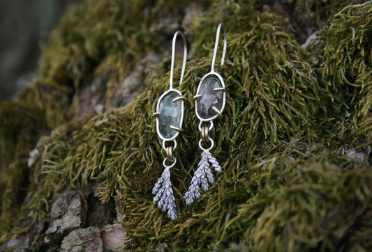 Moss Aquamarine + Cast Evergreen Dangles