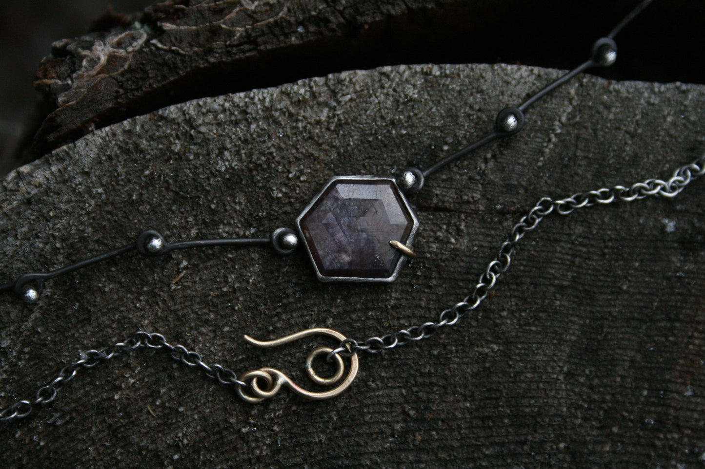 Sapphire Hex Necklace // 15.5” chain