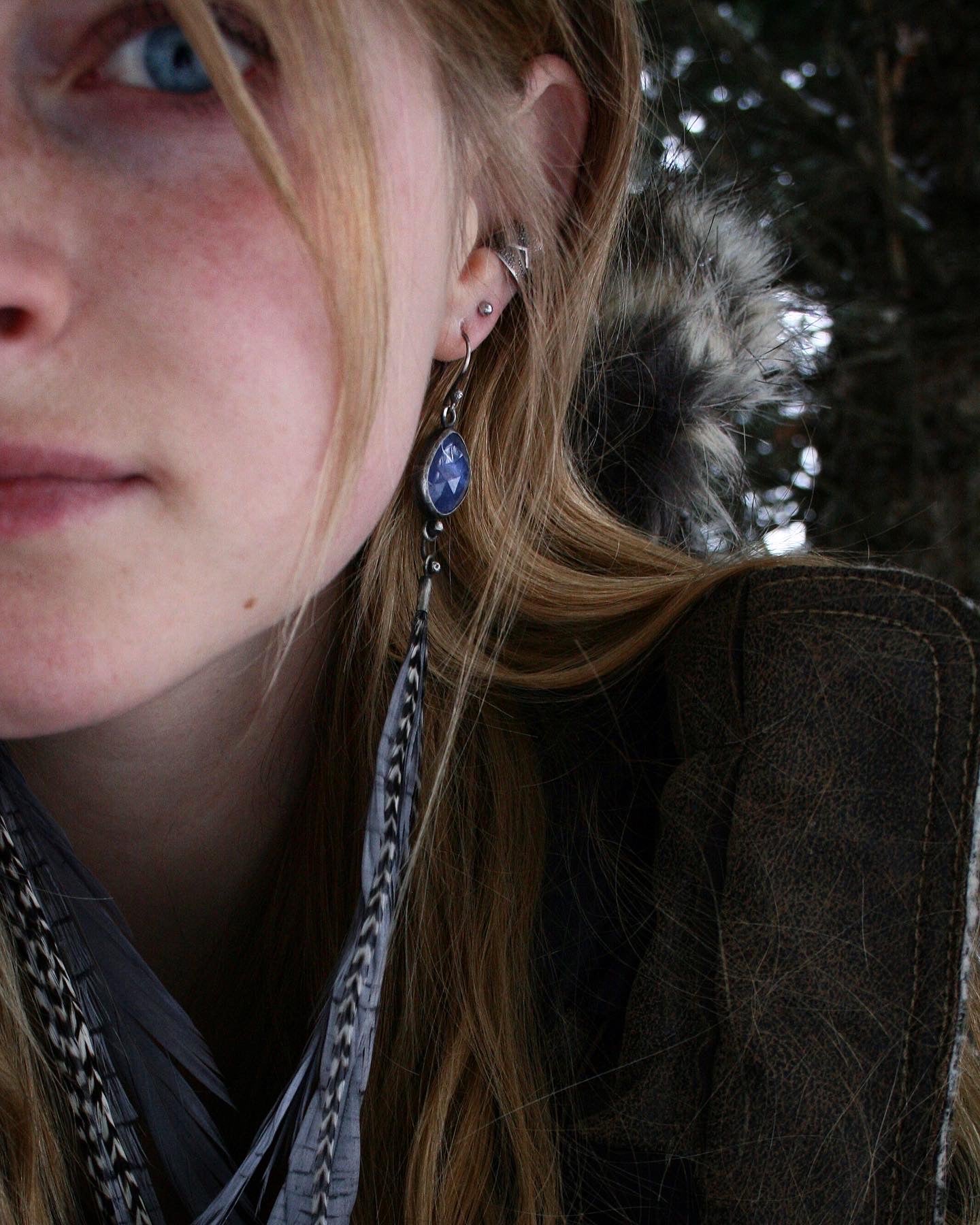 Tanzanite + Feather Earrings