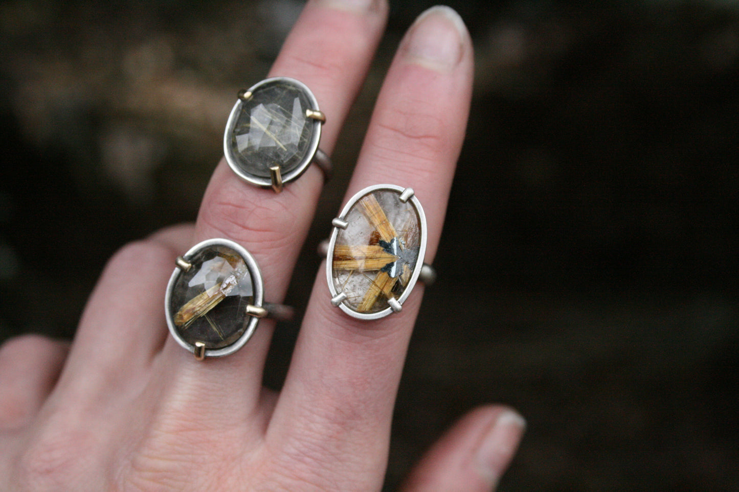 Star Rutilated Quartz Claw Ring // Size 6.5