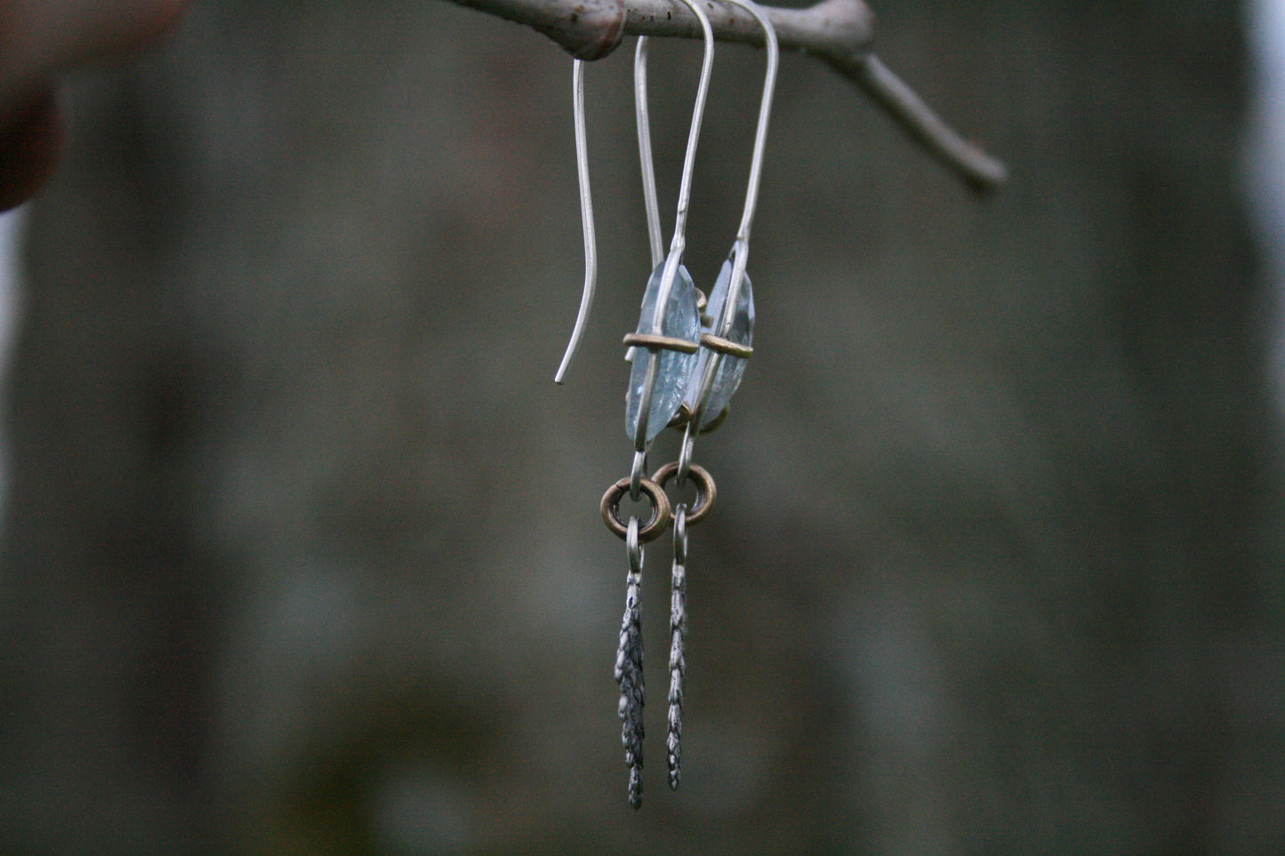 Moss Aquamarine + Cast Evergreen Dangles