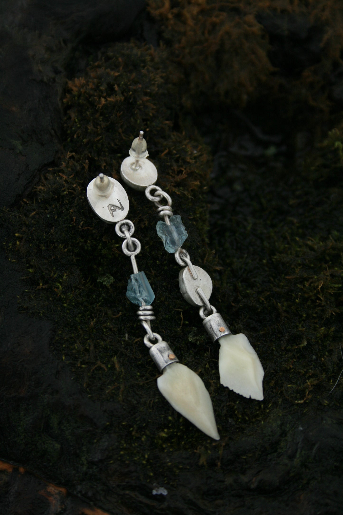 Fish Scale + Aquamarine Studs