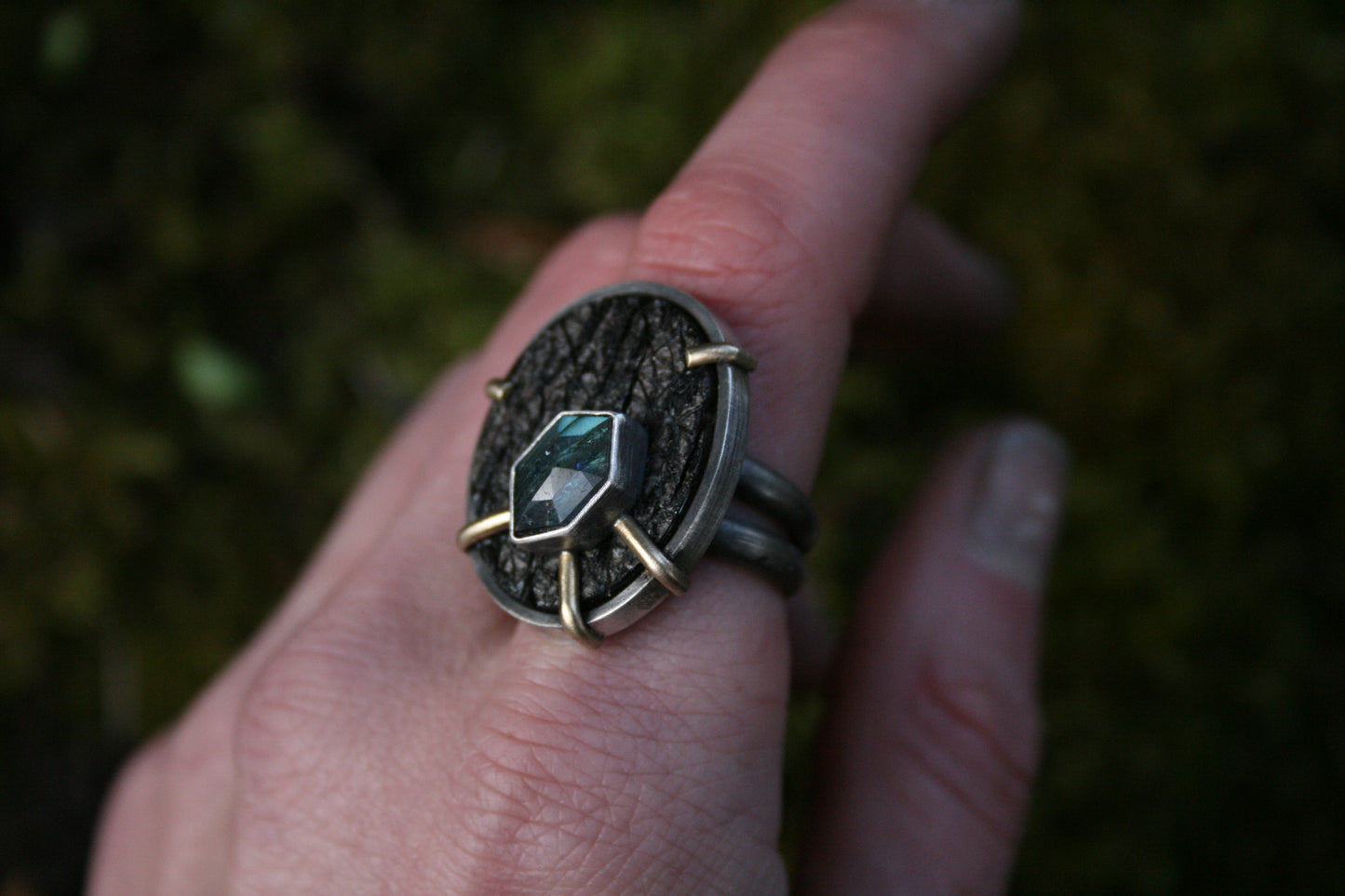 Obsidian + Labradorite Ring // Size 7.5-7.75
