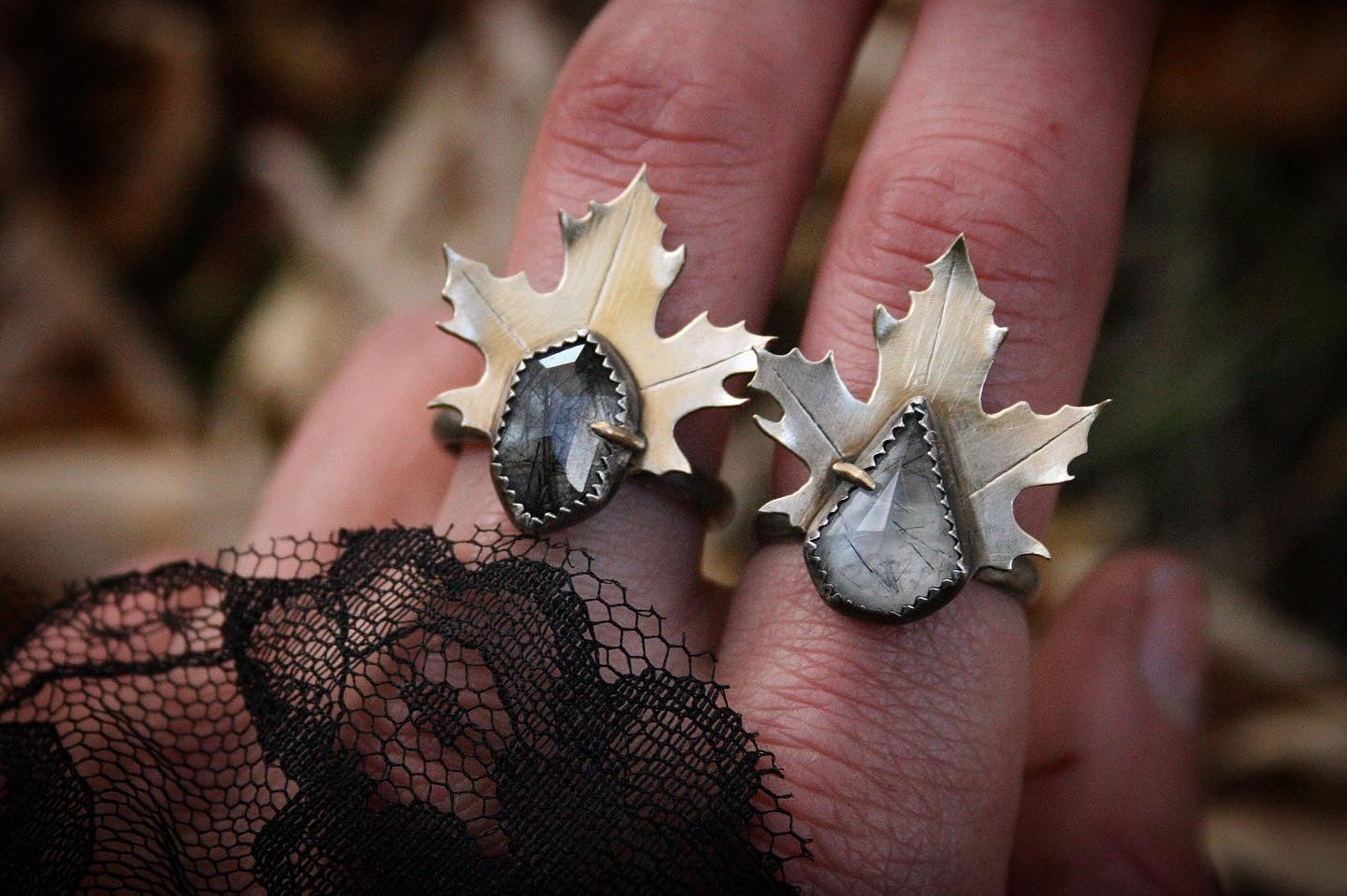 Quartz + Maple Leaf Rings