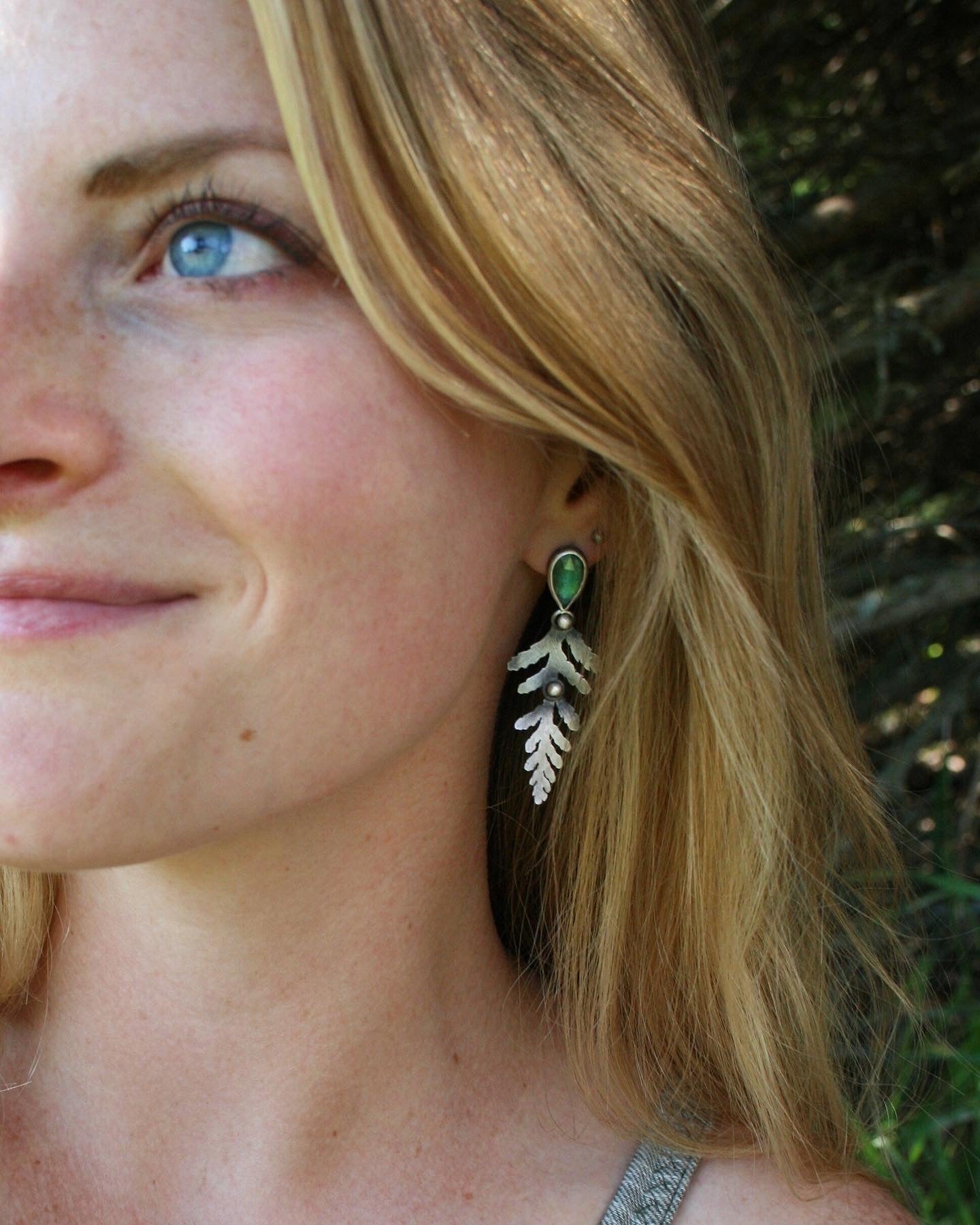 Kyanite + Fern Studs