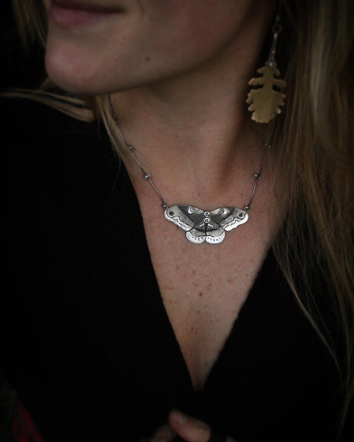 Promethea Moth Necklace / 16”-18” chain
