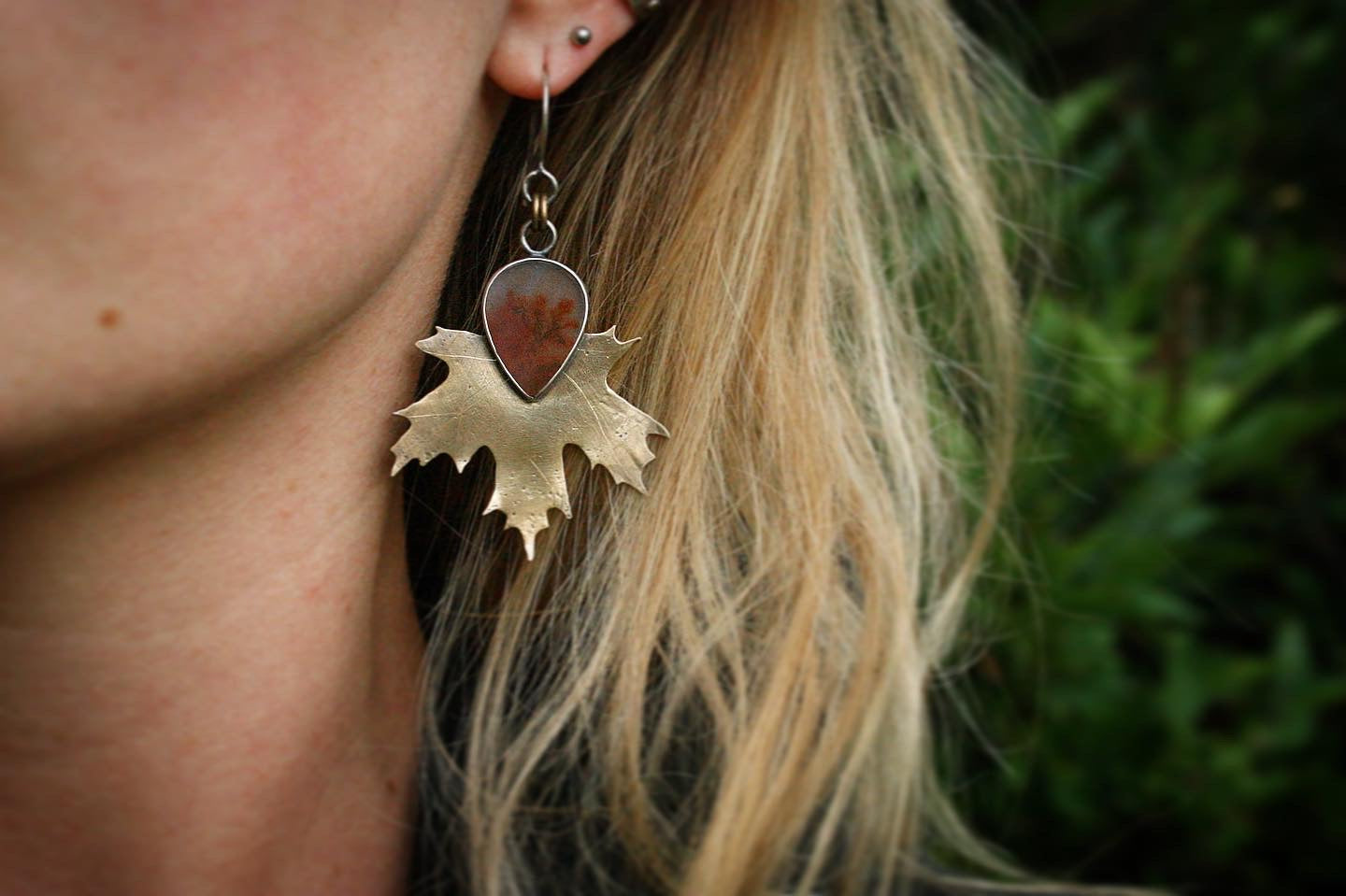 Sugar Maple + Dendritic Agate Earrings
