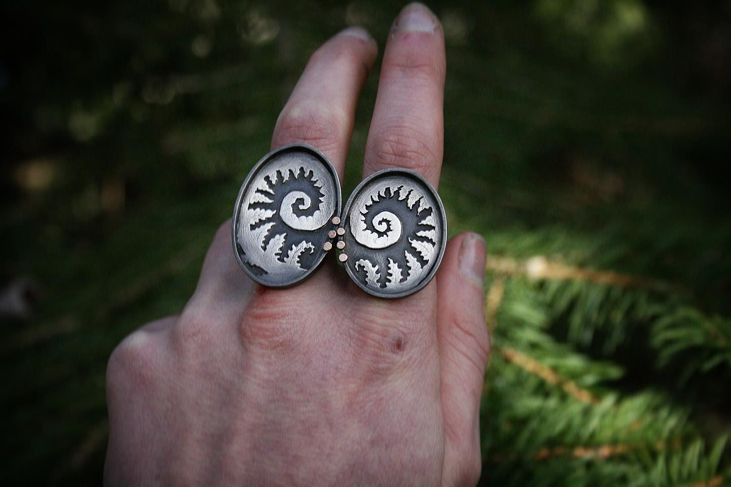 Fiddlehead Shadowbox Rings