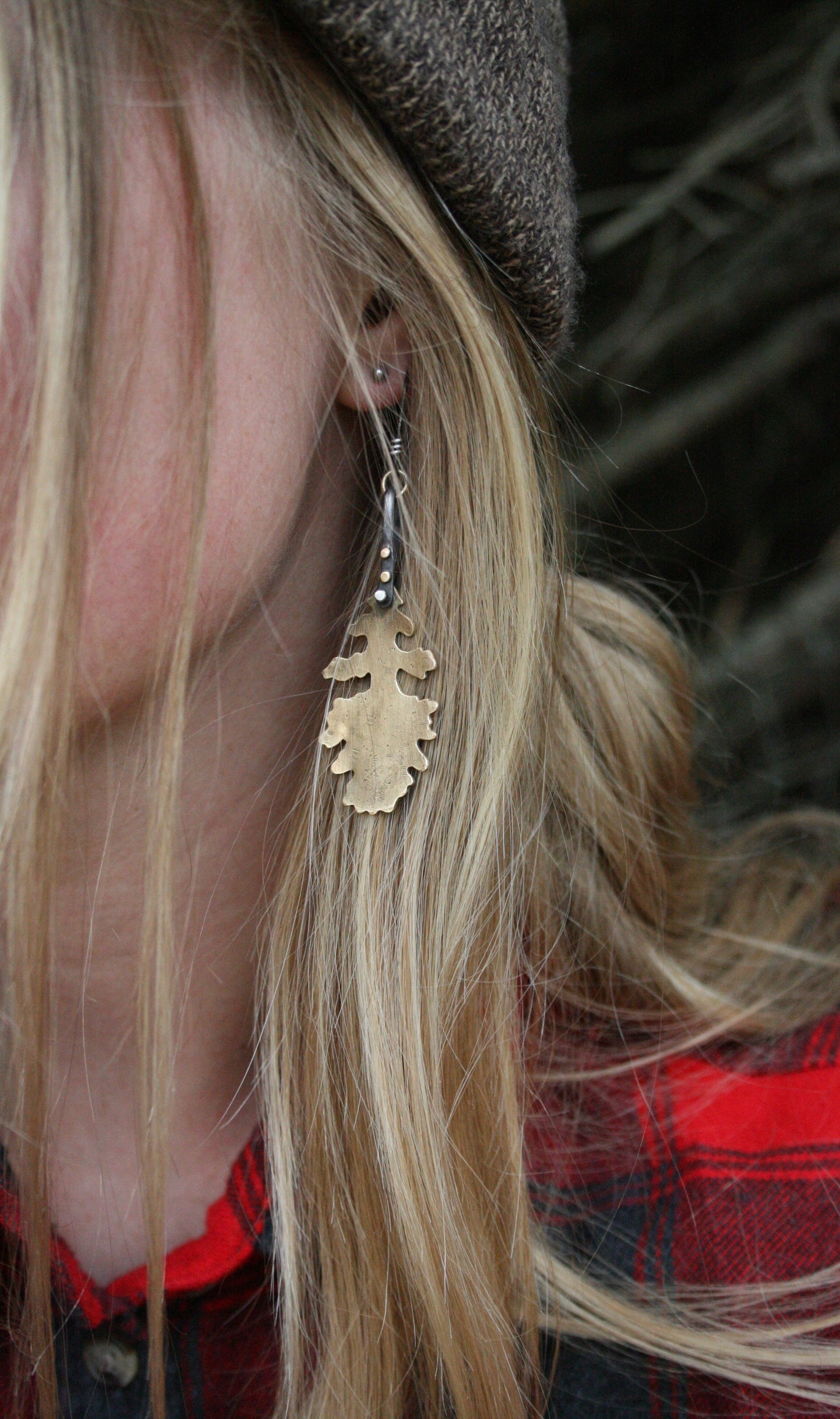 Studded Oak Earrings