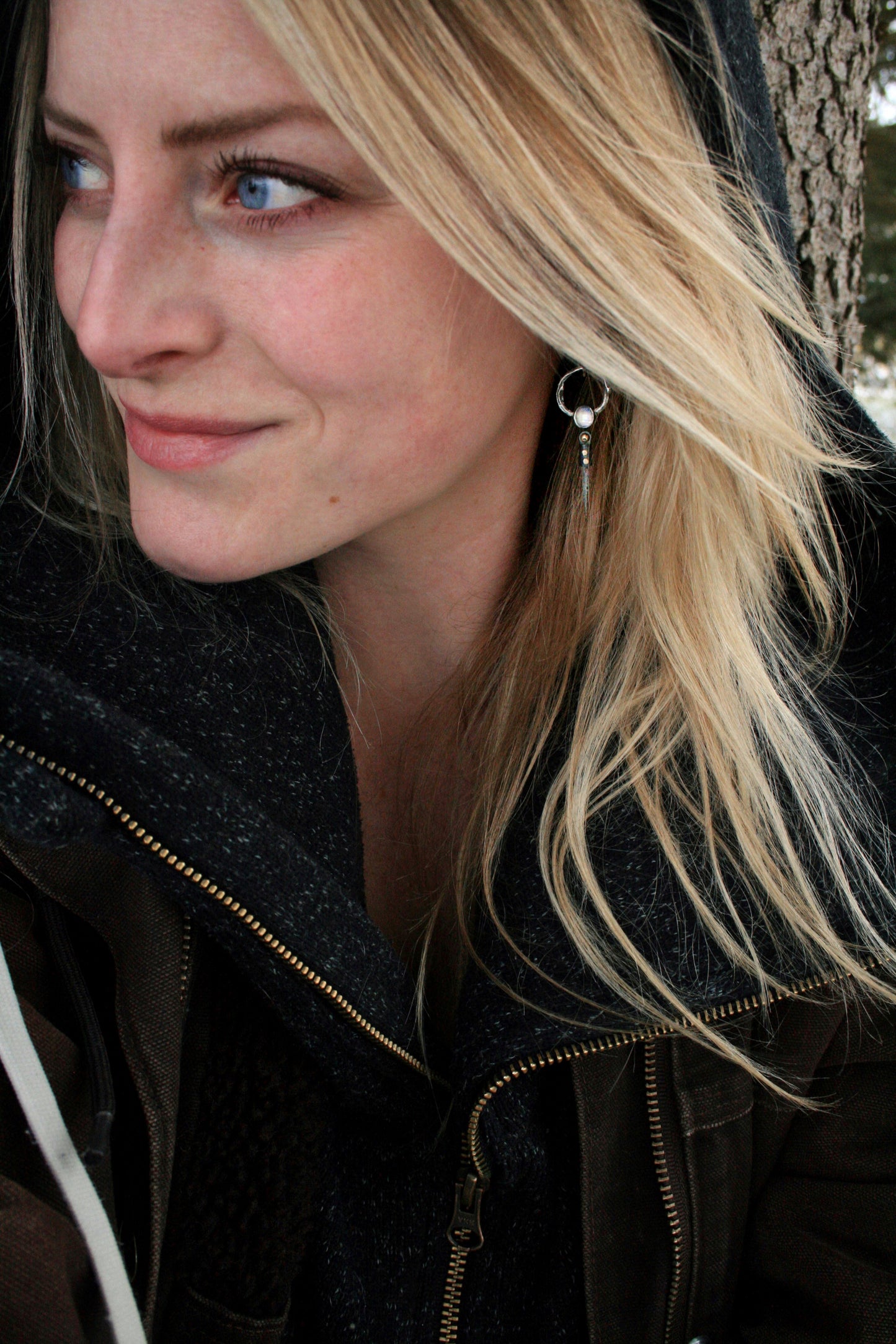 Locust Thorn + Moonstone Earrings