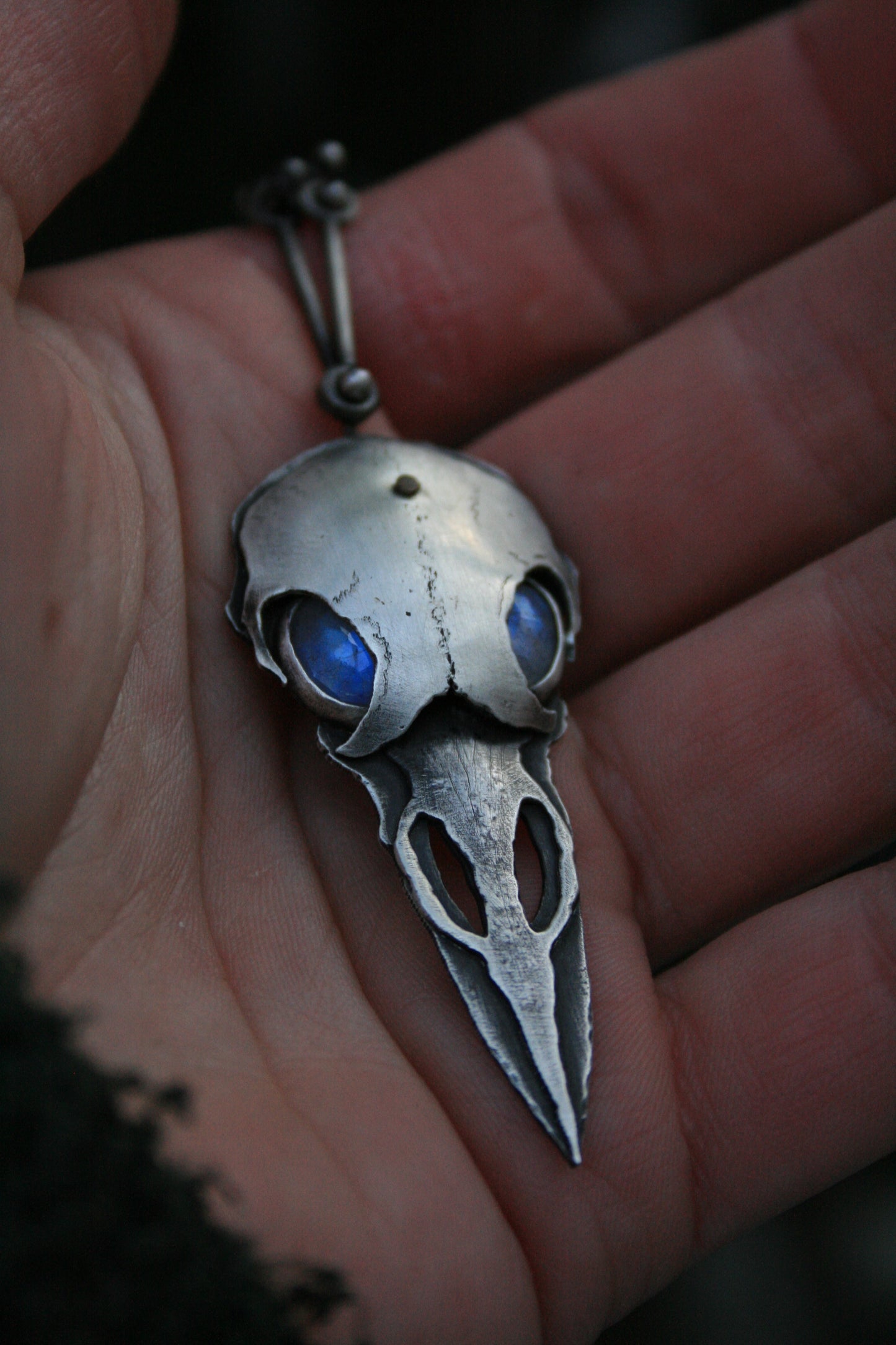 Moonstone Raven Necklace