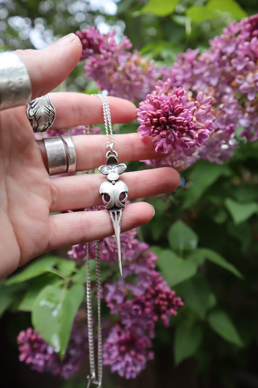 Hummingbird Skull + Moss Ruby