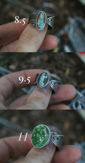 Turquoise Fish Fossil Rings