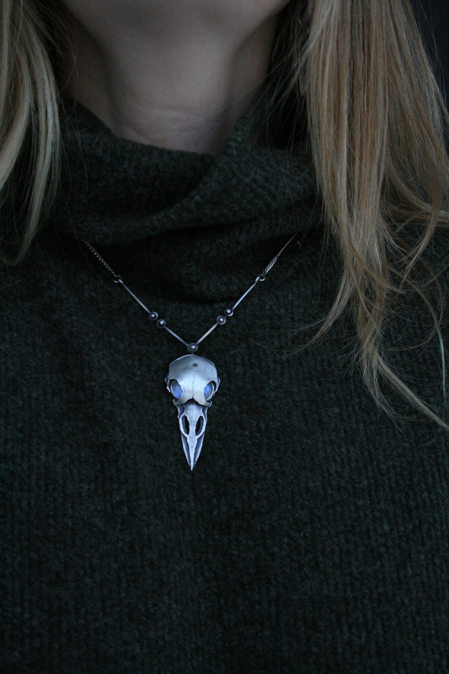 Moonstone Raven Necklace