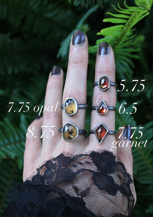 Opal + Garnet Rings