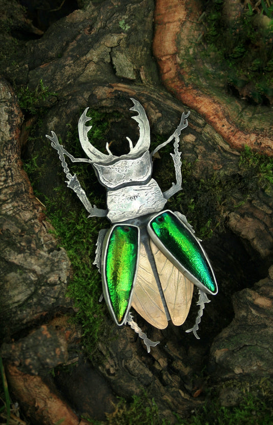 Stag X Jewel Beetle Pin/Necklace