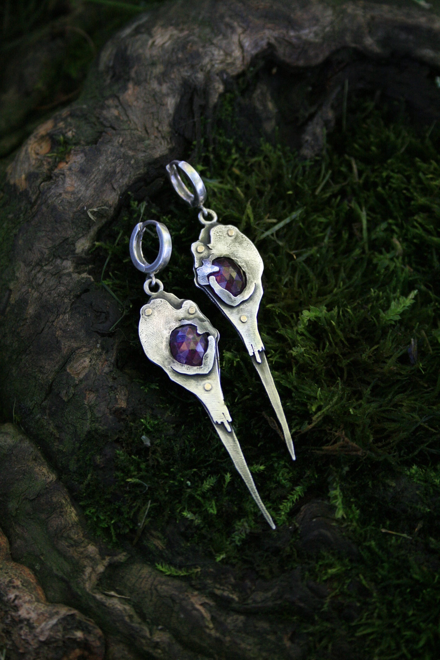 Hummingbird Skull + Moss Ruby