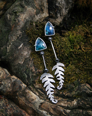 Kyanite + Fern Earrings