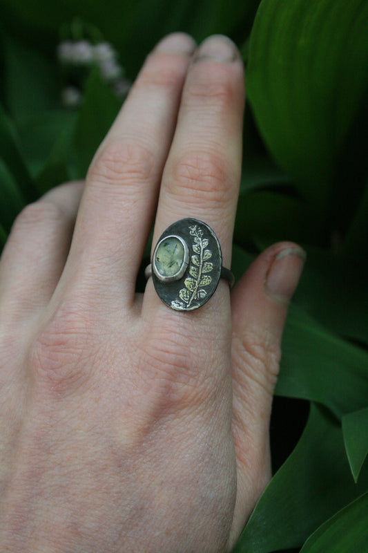 Prehnite + Fern Ring / Size 7